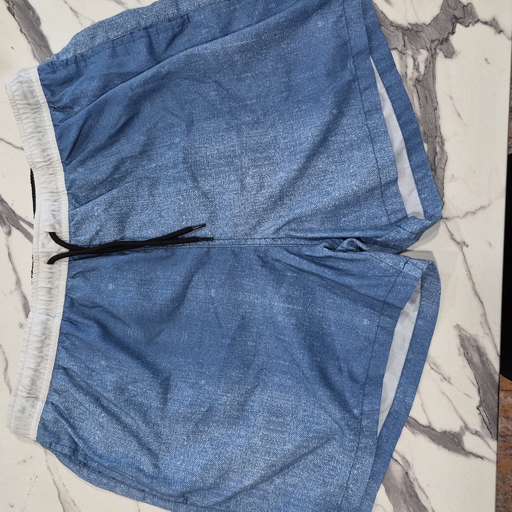 Happy Hour 4" Denim Look Swim Trunks, XL